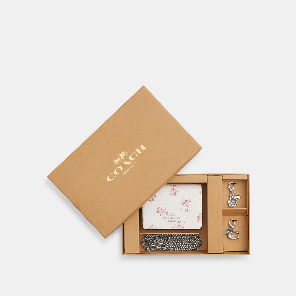Boxed Mini Wallet On A Chain With Floral Print